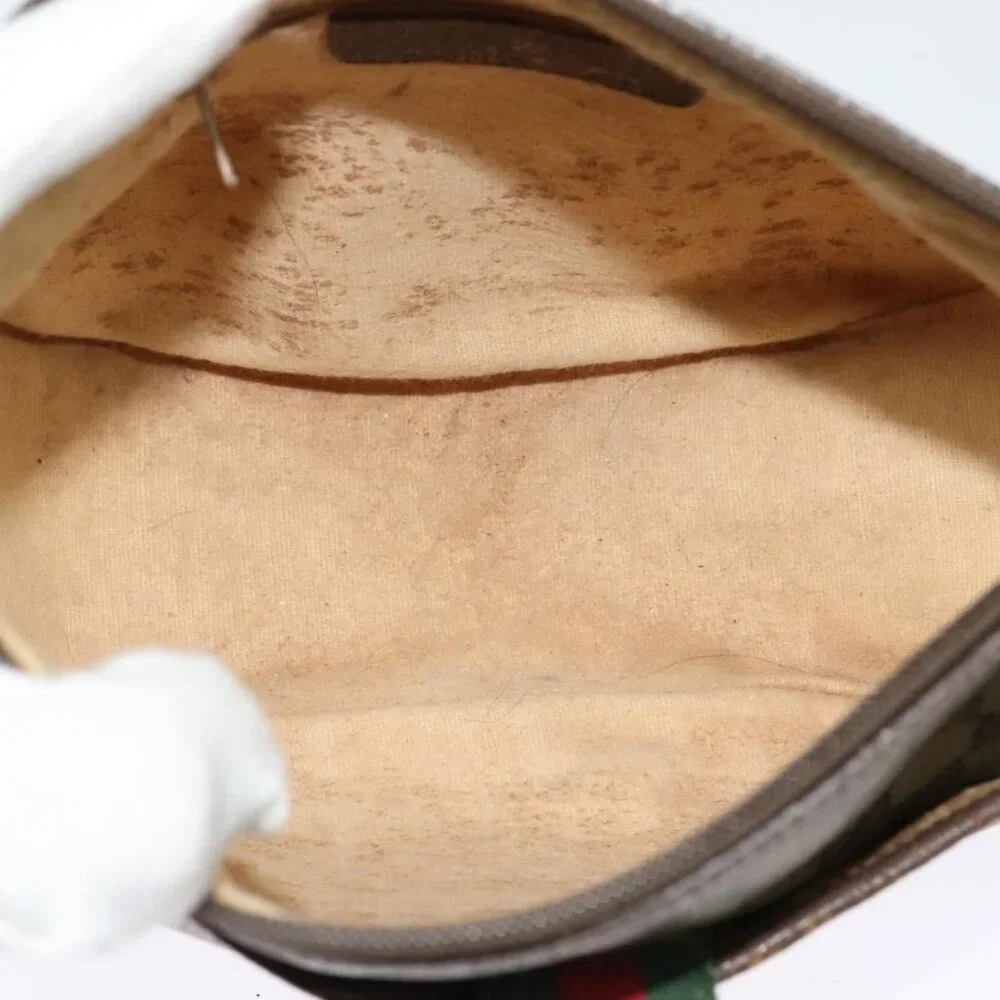 Authentic GUCCI GG Supreme Web Sherry Line Bag PVC Beige Gold Red 89 02 032 - Picture 2 of 16